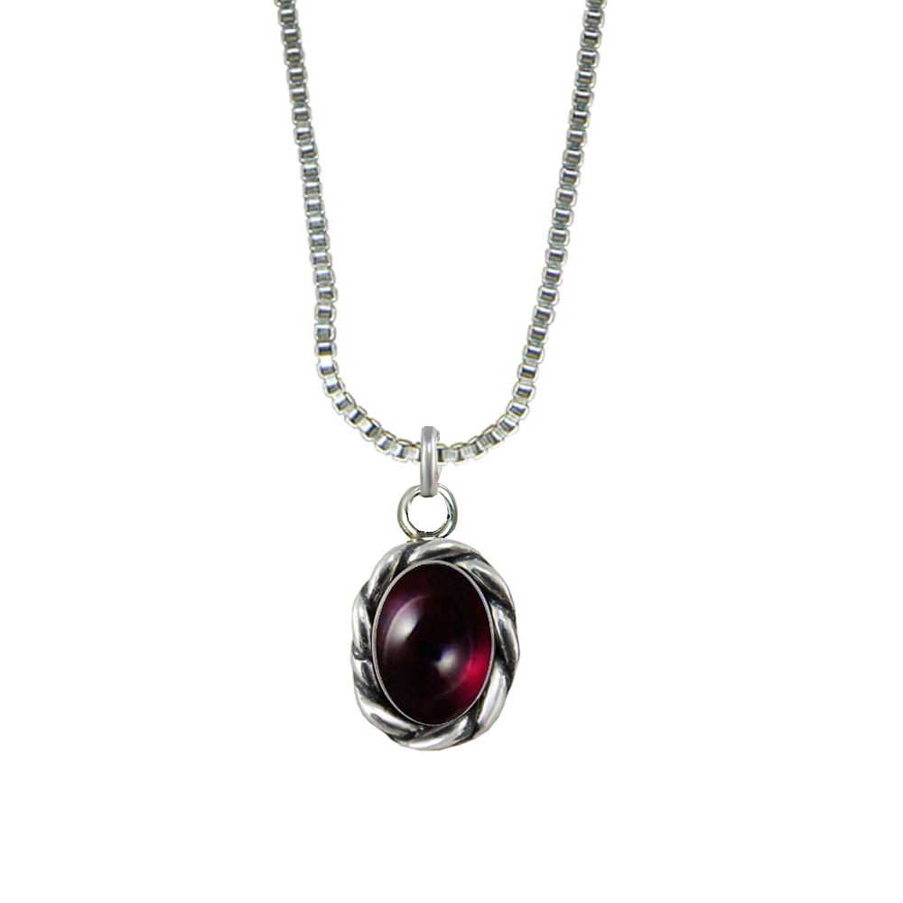 Sterling Silver Little Garnet Pendant Necklace